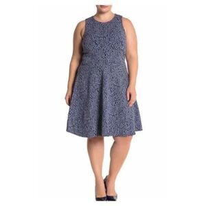 Leota for Dia & Co Women's Blue Floral Sleeveless A-Line Dress Size 1L 14-16